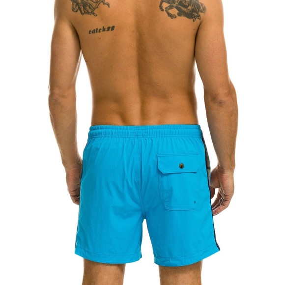 MEN'S 5 STRIPE FLEX SHORTS - NEON BLUE - Picture 4 of 10